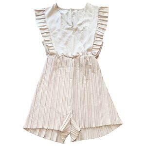 Women’s Elegant Cream Ruffled Romper x Hapsho, XL